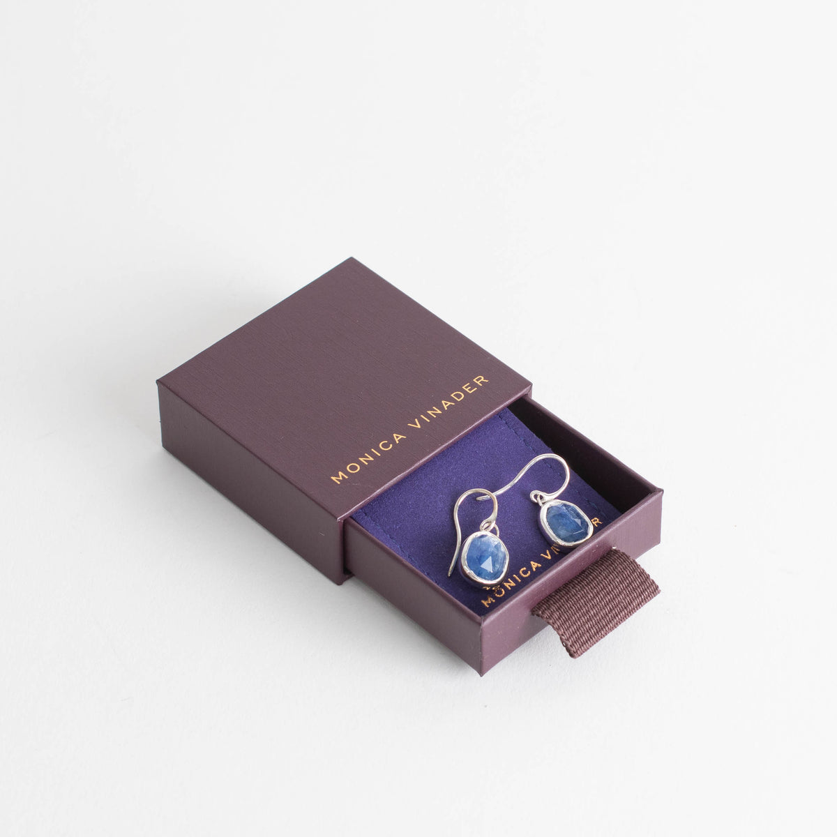 Monica Vinader Siren Silver Blue Stone Drop Earrings