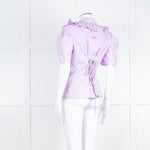 Twinset Actitude Lilac Frilled Collar Short Sleeve Cotton Top