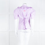 Twinset Actitude Lilac Frilled Collar Short Sleeve Cotton Top