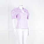 Twinset Actitude Lilac Frilled Collar Short Sleeve Cotton Top