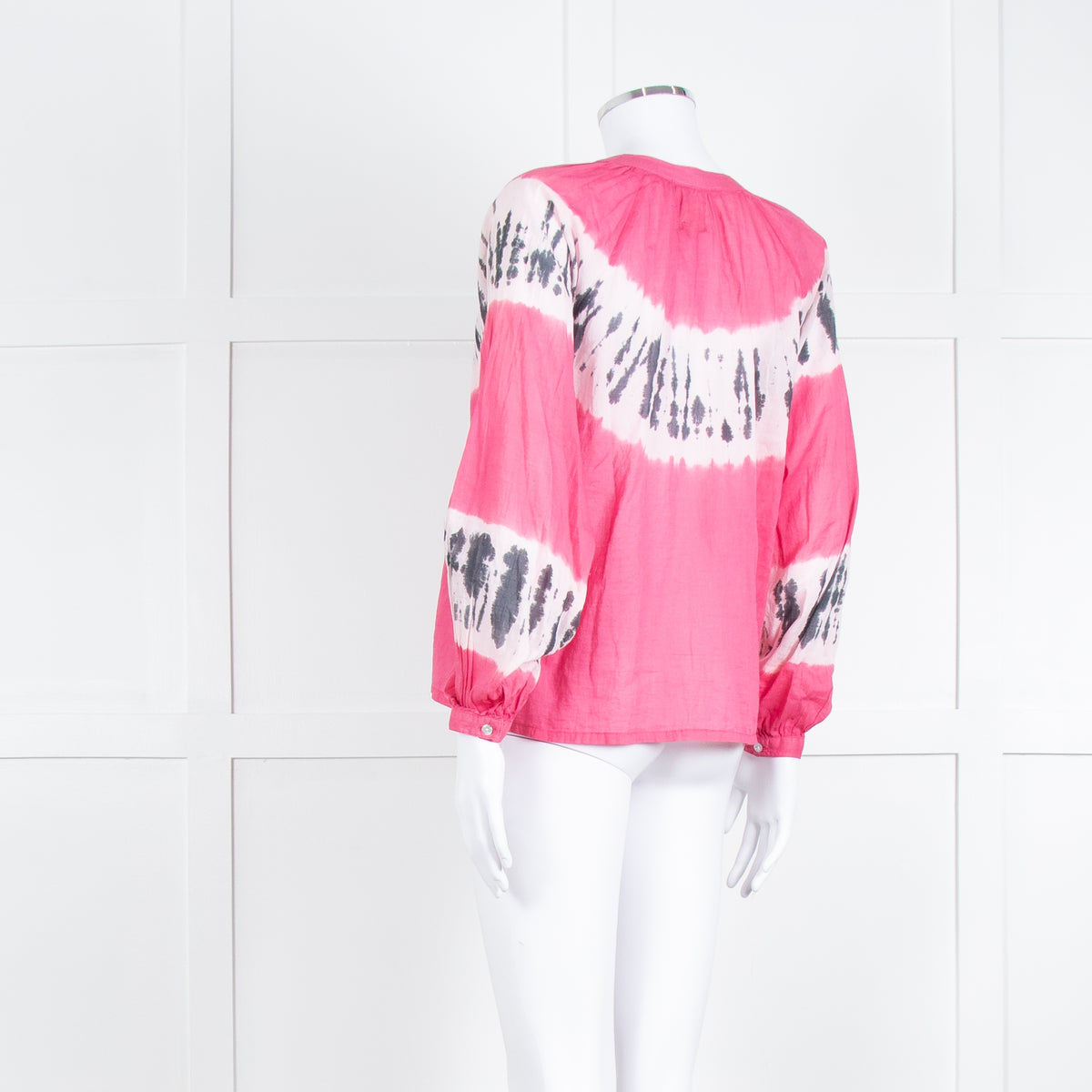 MKT Studio Pink Black Tie Dye Front Button Fine Cotton Top