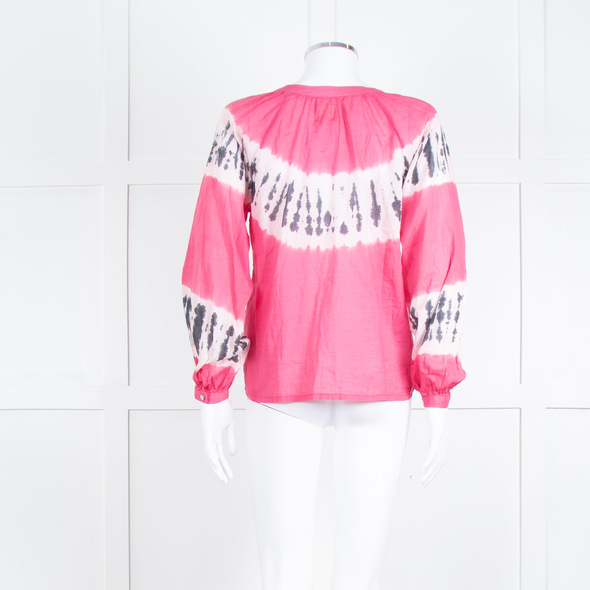 MKT Studio Pink Black Tie Dye Front Button Fine Cotton Top