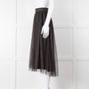 Brunello Cucinelli Black Grey Striped Tule Net Maxi Skirt