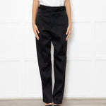 Joseph Black Satin High Waisted Belted Trousers