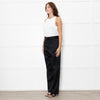 Joseph Black Satin High Waisted Belted Trousers