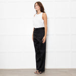 Joseph Black Satin High Waisted Belted Trousers