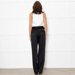 Joseph Black Satin High Waisted Belted Trousers
