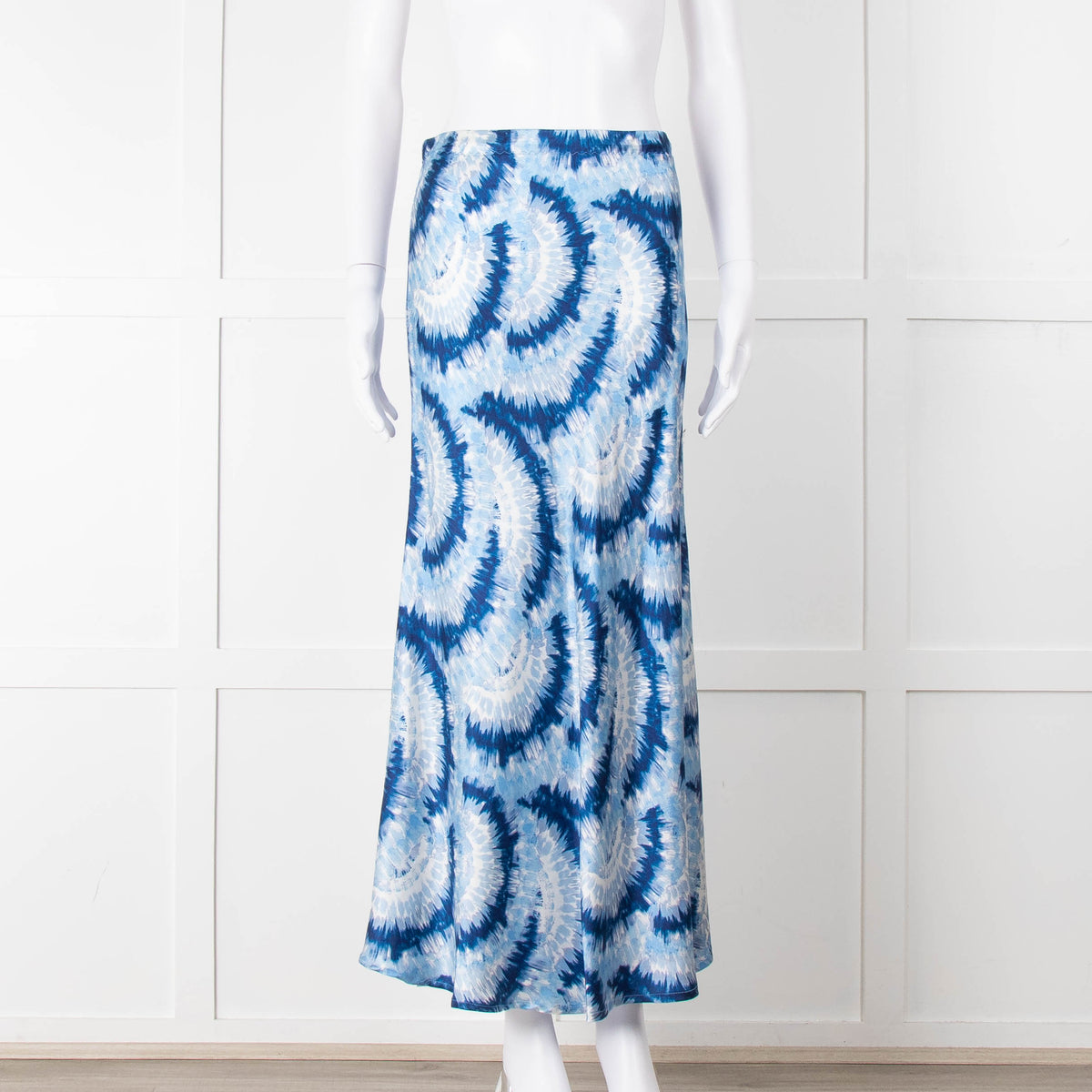 Charlotte Sparre Blue Tie Dye Silk Blend Print Skirt
