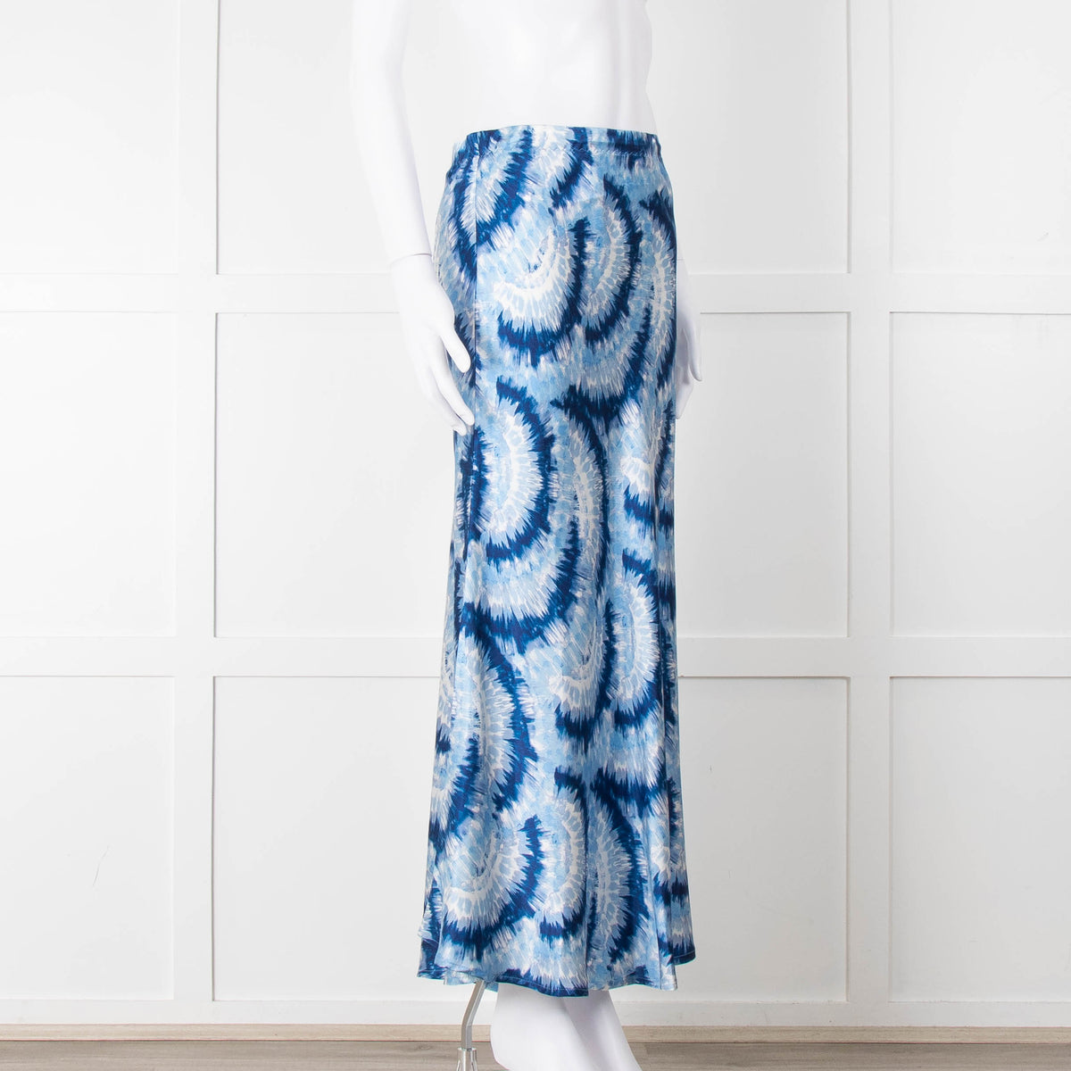 Charlotte Sparre Blue Tie Dye Silk Blend Print Skirt