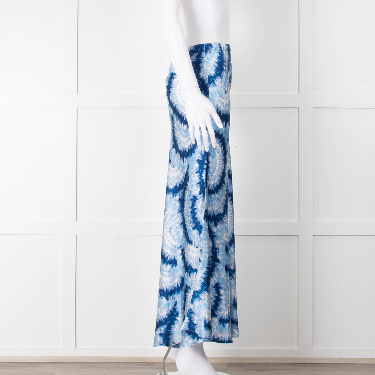 Charlotte Sparre Blue Tie Dye Silk Blend Print Skirt