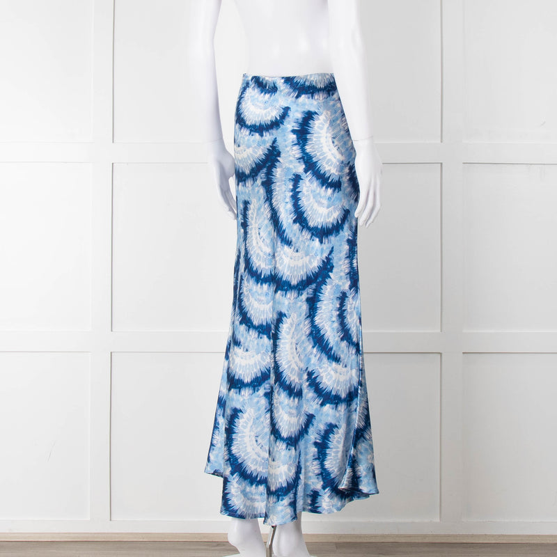 Charlotte Sparre Blue Tie Dye Silk Blend Print Skirt