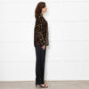 Raey Brown Black Velvet Animal Print Long Sleeve Top
