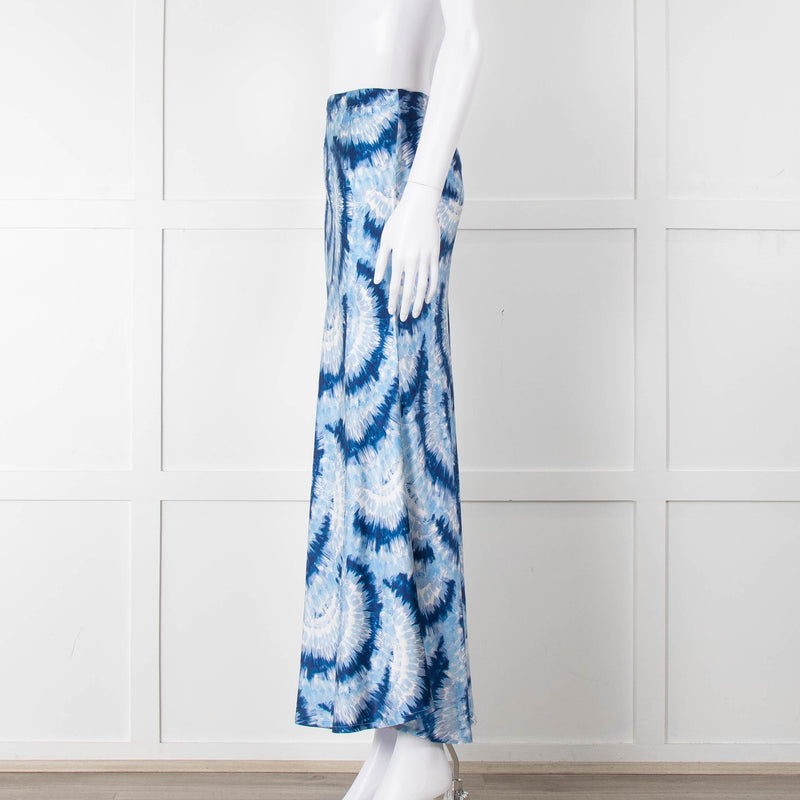 Charlotte Sparre Blue Tie Dye Silk Blend Print Skirt