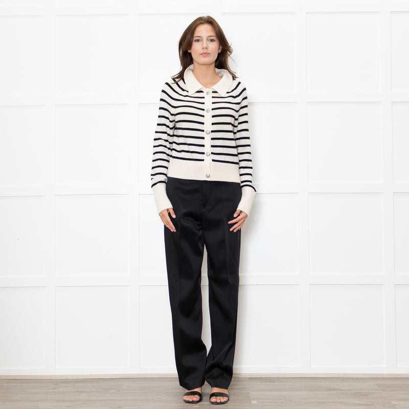Veronica Beard Cream And Black Cheshire Cardigan
