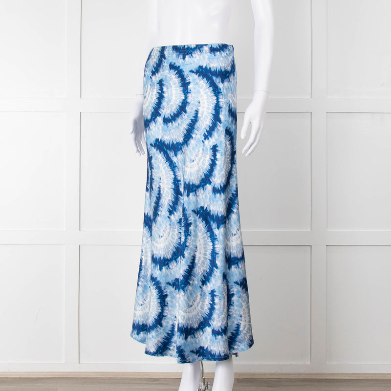 Charlotte Sparre Blue Tie Dye Silk Blend Print Skirt