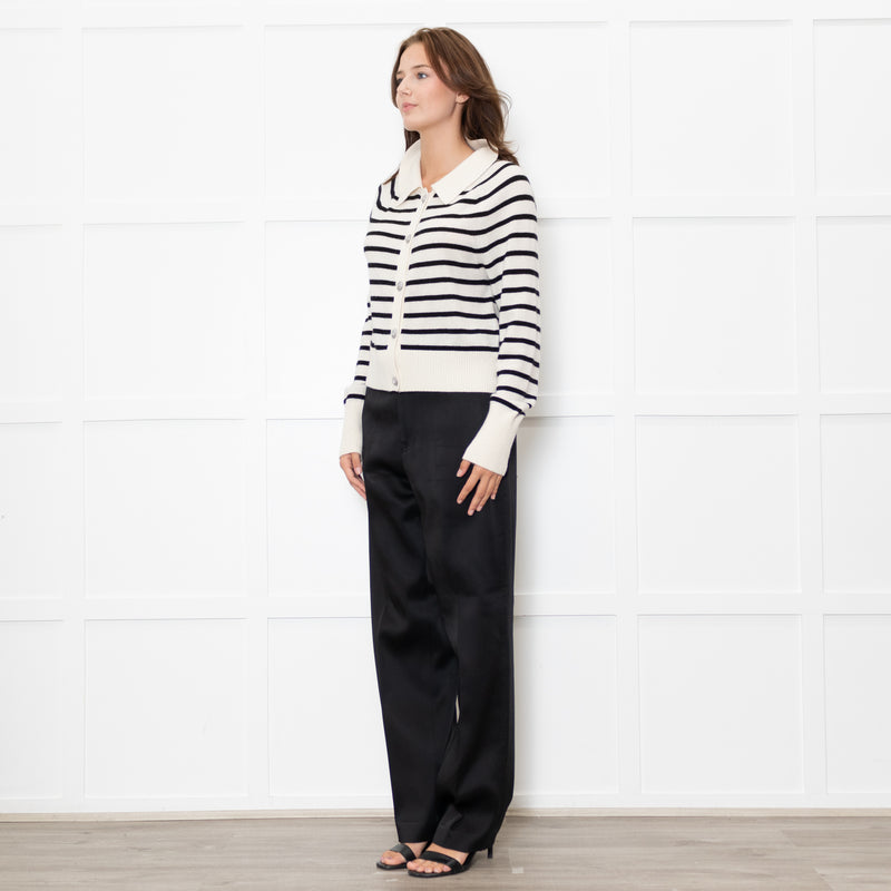 Veronica Beard Cream And Black Cheshire Cardigan