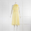 Blumarine Lemon Yellow Chiffon Dress with Flower Embellishment