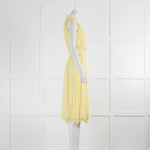 Blumarine Lemon Yellow Chiffon Dress with Flower Embellishment