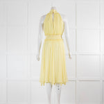 Blumarine Lemon Yellow Chiffon Dress with Flower Embellishment