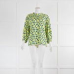 Pom  Amsterdam Citrus Green and Mauve Collarless Blouse