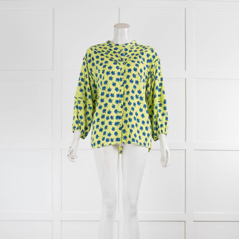 Pom  Amsterdam Citrus Green and Mauve Collarless Blouse