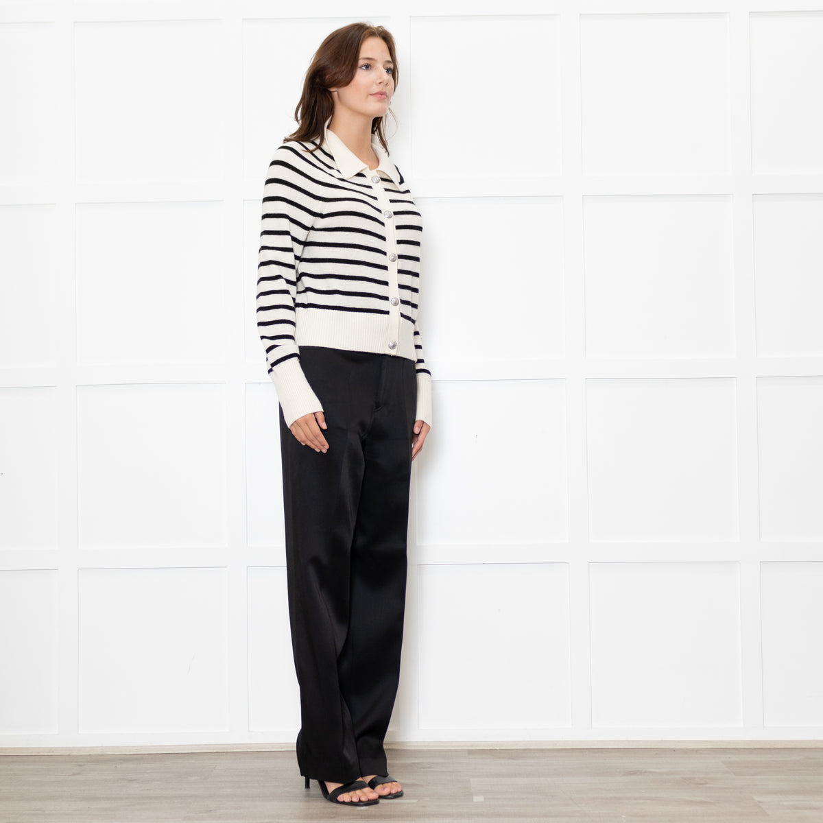 Veronica Beard Cream And Black Cheshire Cardigan