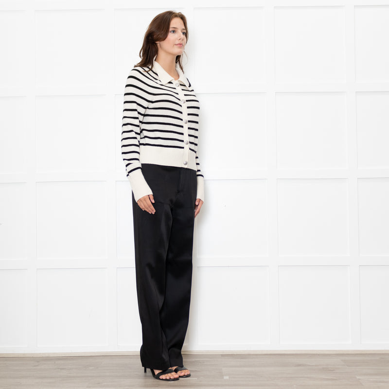 Veronica Beard Cream And Black Cheshire Cardigan