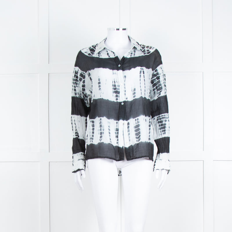 MKT Studio White Black Tie Dye Fine Cotton Shirt