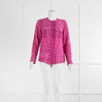 Equipment Pink Snakeskin Silk Collarless Blouse
