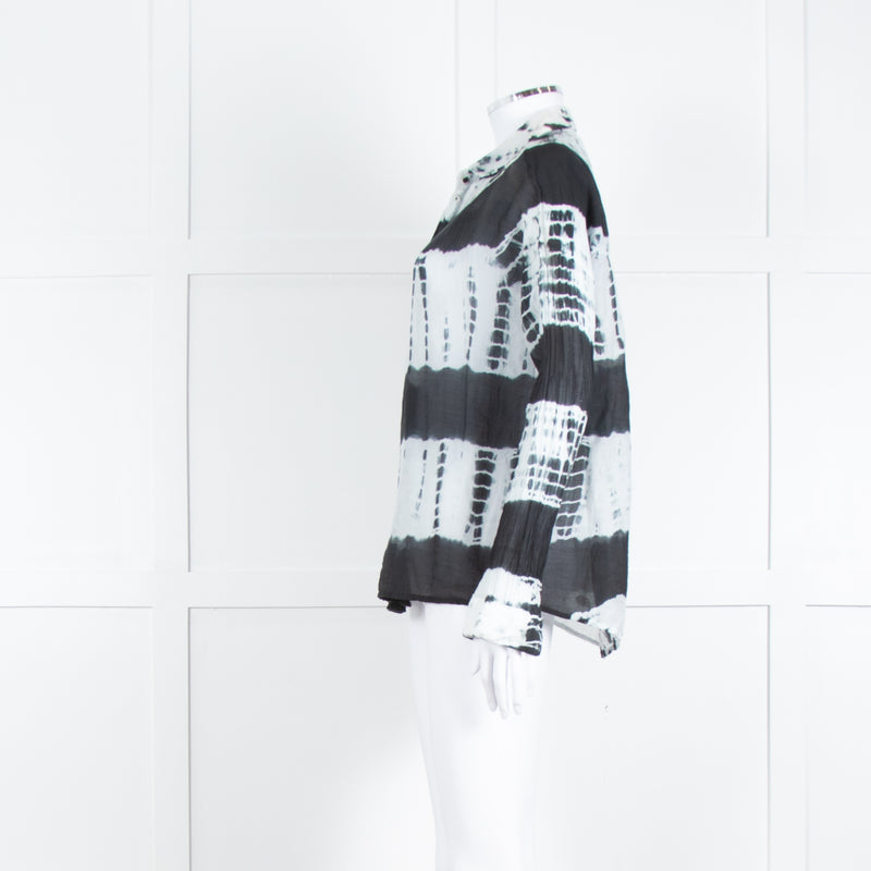 MKT Studio White Black Tie Dye Fine Cotton Shirt