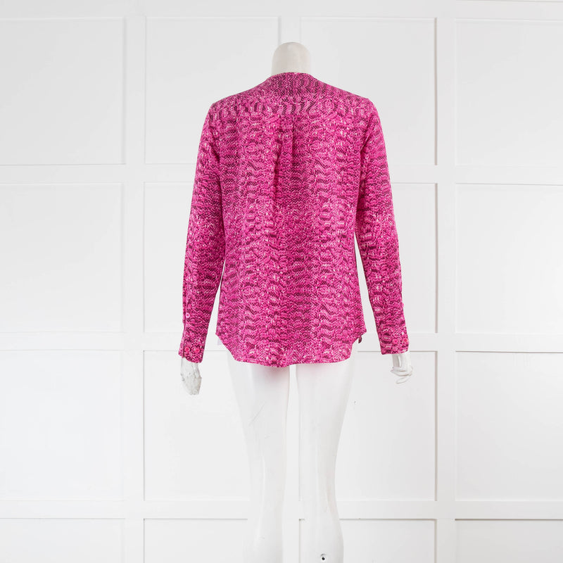 Equipment Pink Snakeskin Silk Collarless Blouse