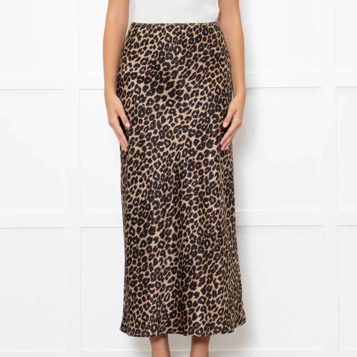Reformation Brown Leopard Print Silk Slip Skirt
