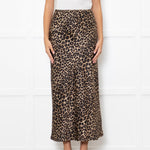 Reformation Brown Leopard Print Silk Slip Skirt