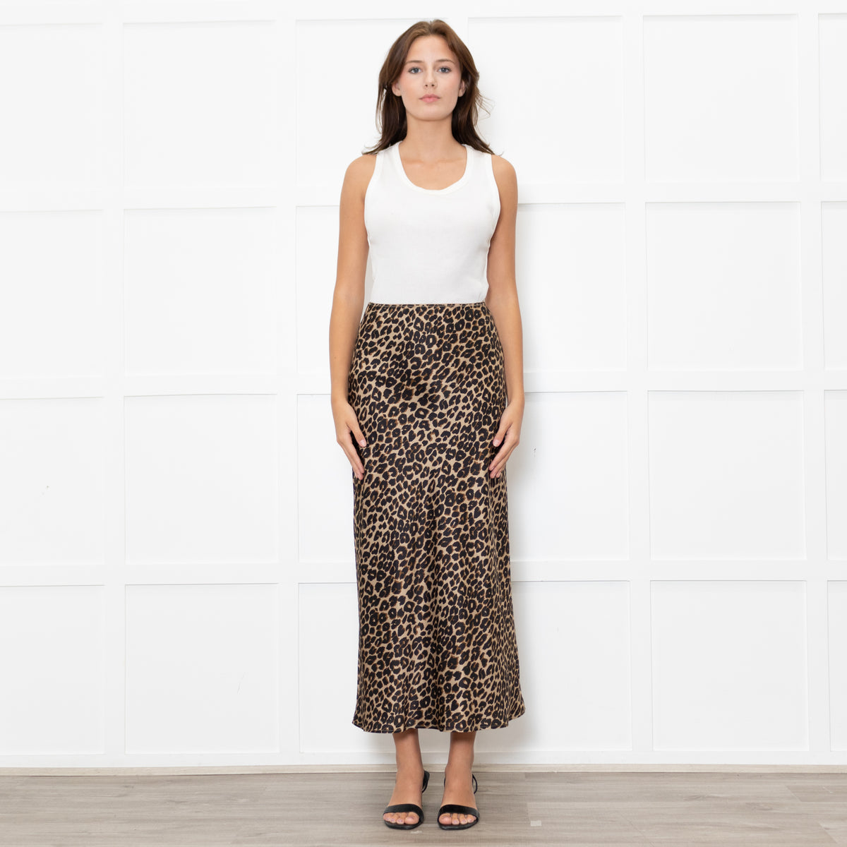 Reformation Brown Leopard Print Silk Slip Skirt