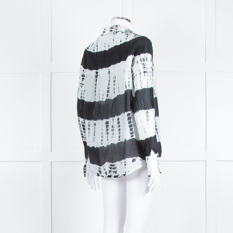 MKT Studio White Black Tie Dye Fine Cotton Shirt