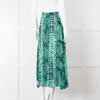 Mercy Delta Green Navy Snake Print Button Front Maxi Skirt