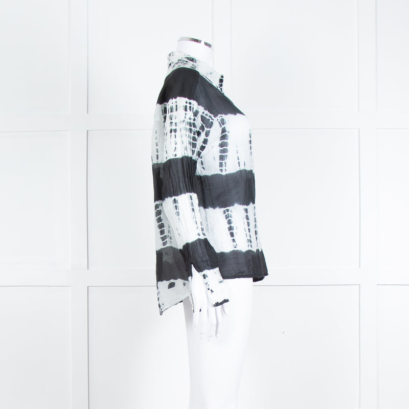 MKT Studio White Black Tie Dye Fine Cotton Shirt