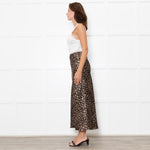 Reformation Brown Leopard Print Silk Slip Skirt
