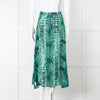 Mercy Delta Green Navy Snake Print Button Front Maxi Skirt