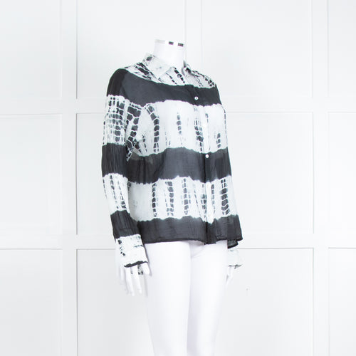 MKT Studio White Black Tie Dye Fine Cotton Shirt