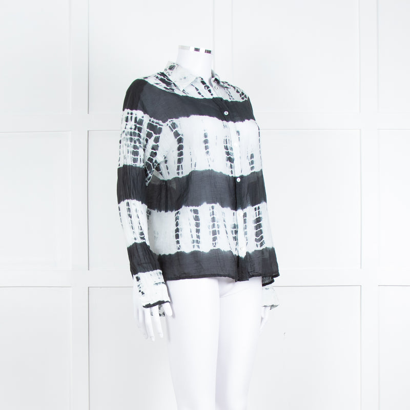 MKT Studio White Black Tie Dye Fine Cotton Shirt