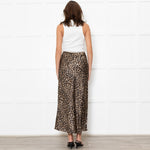 Reformation Brown Leopard Print Silk Slip Skirt