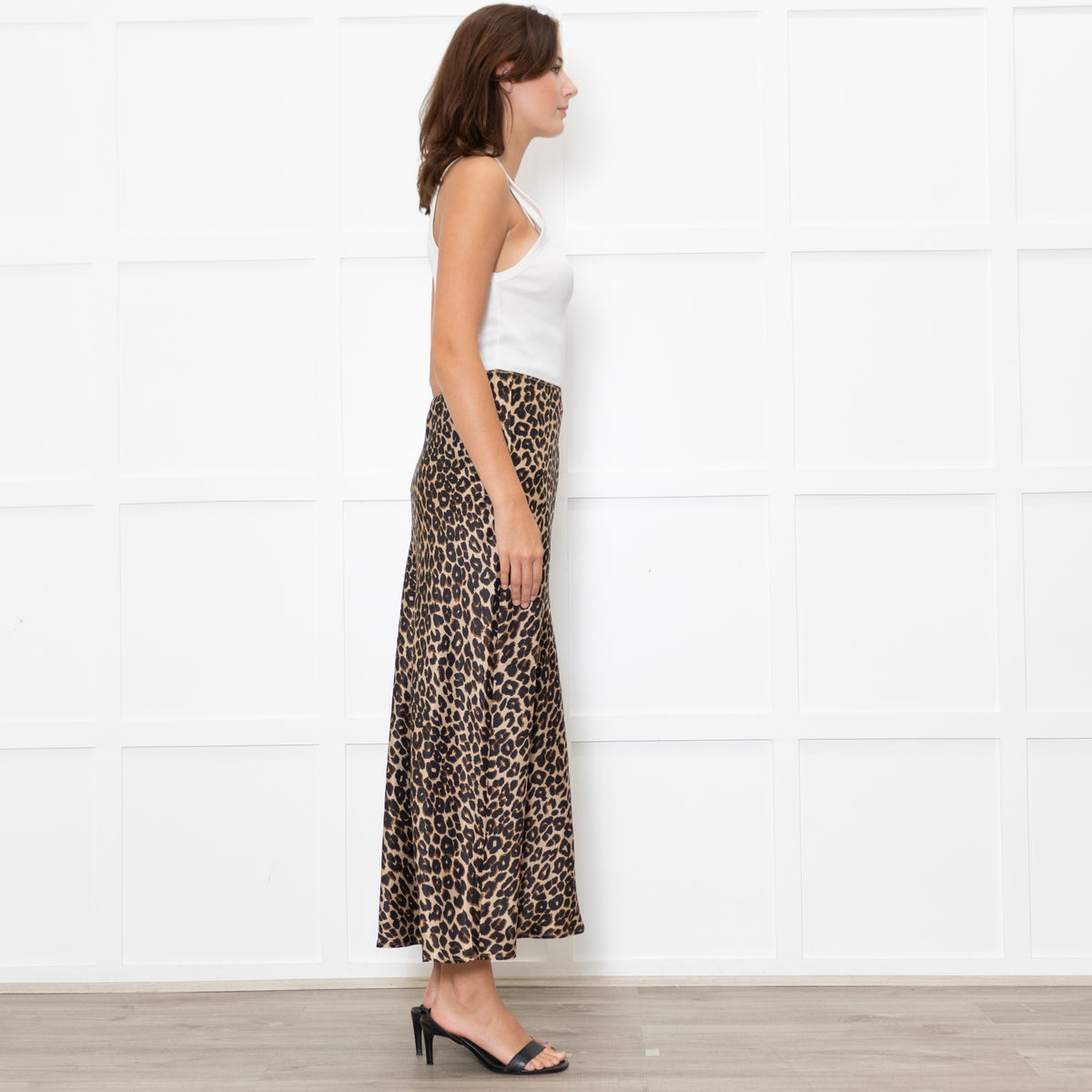 Reformation Brown Leopard Print Silk Slip Skirt