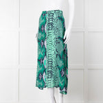 Mercy Delta Green Navy Snake Print Button Front Maxi Skirt