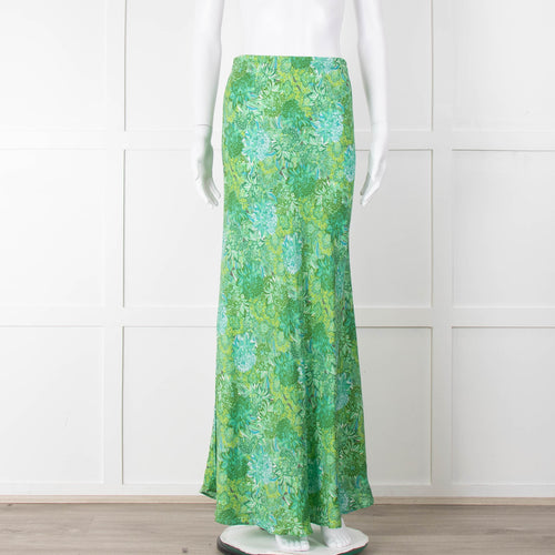 Charlotte Sparre Green Botanical Silk Blend Skirt