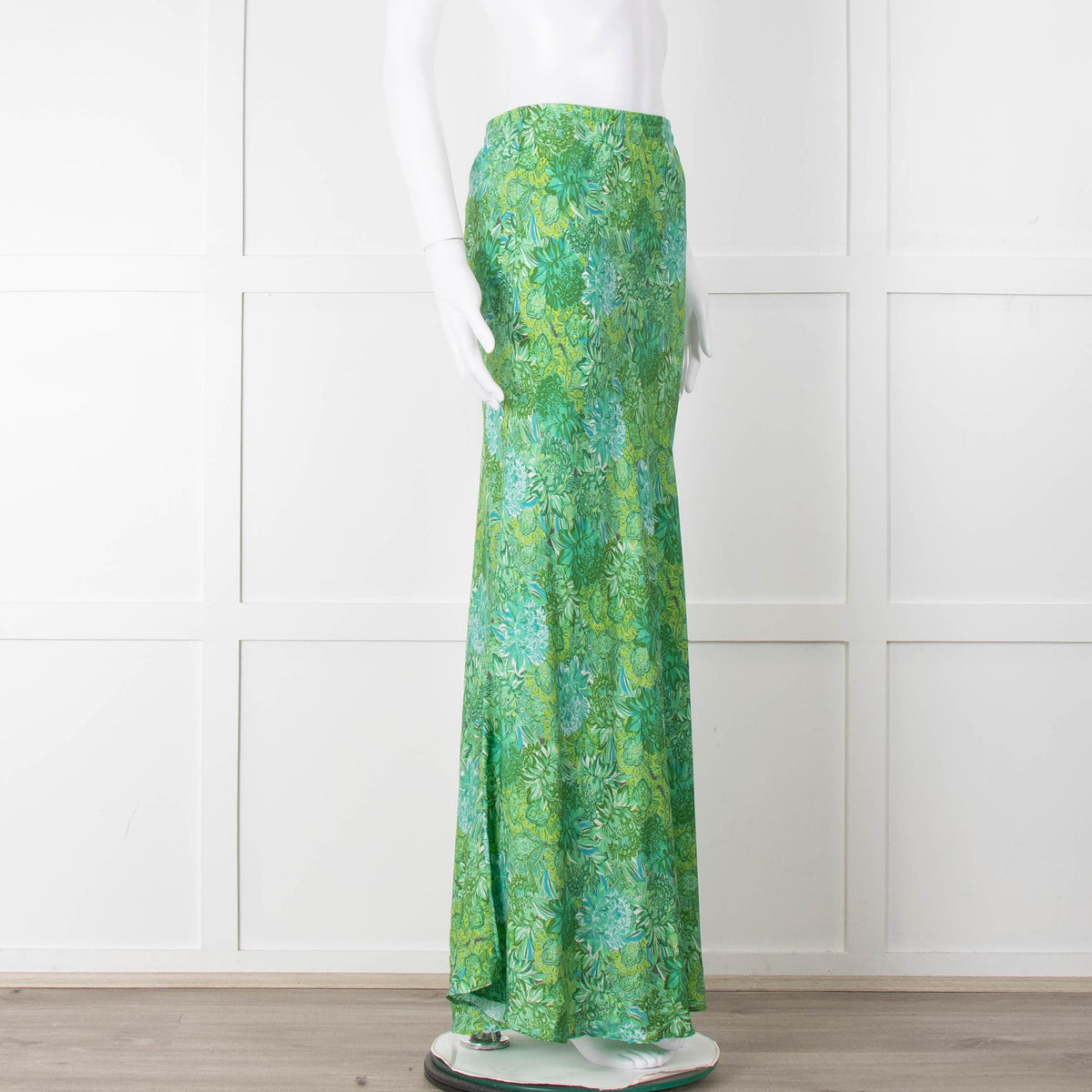 Charlotte Sparre Green Botanical Silk Blend Skirt