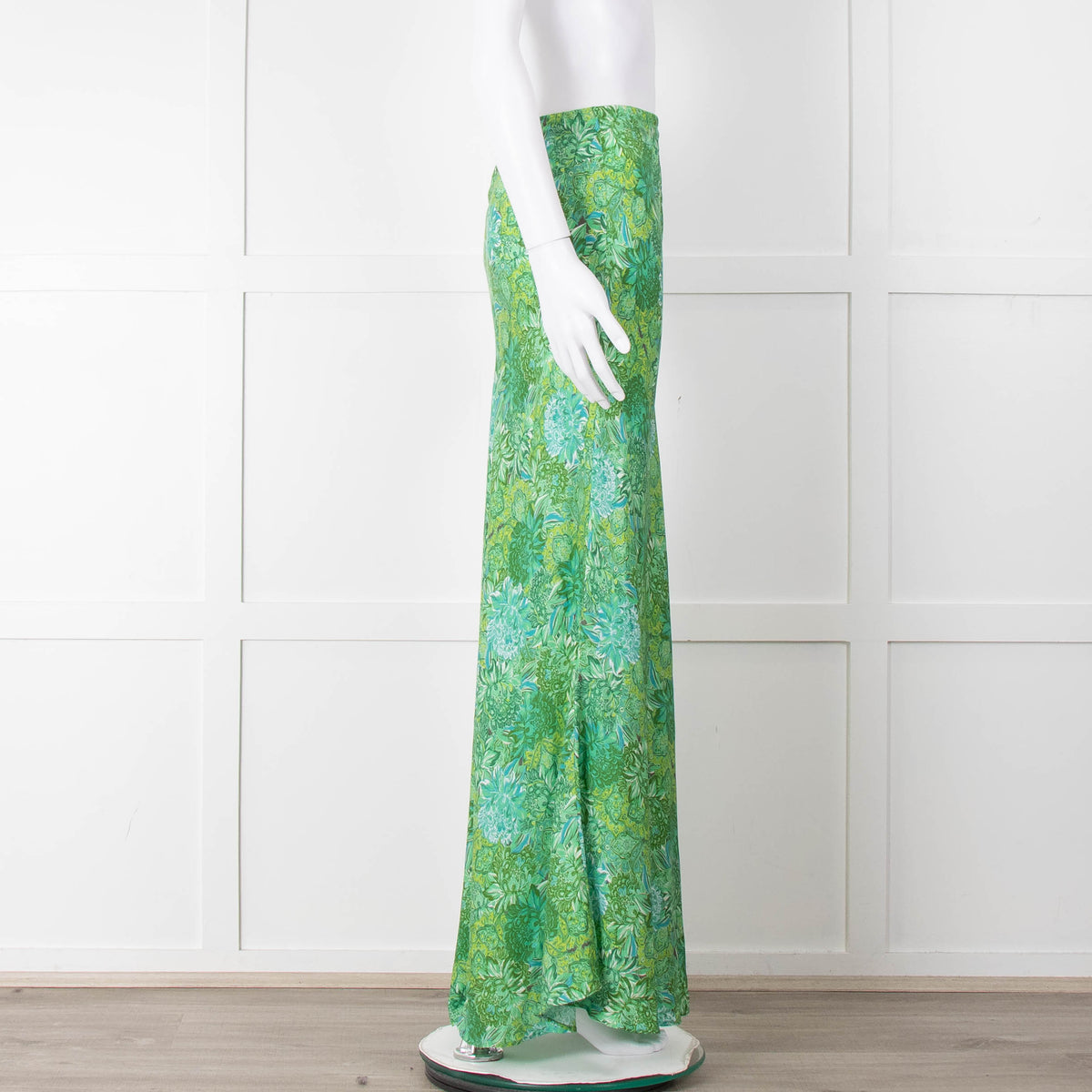 Charlotte Sparre Green Botanical Silk Blend Skirt