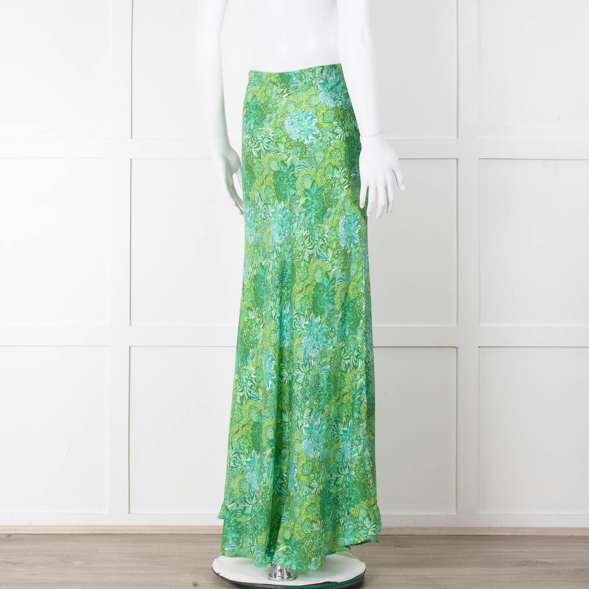 Charlotte Sparre Green Botanical Silk Blend Skirt