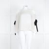 Club Monaco Cream Black Ribbon Tie On Sleeves Silk Blend Top