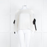 Club Monaco Cream Black Ribbon Tie On Sleeves Silk Blend Top